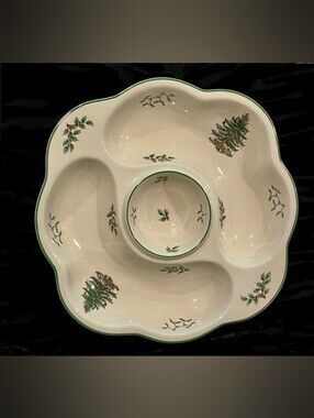 Vintage Spode Christmas Tree 13” Crudite Platter Chip Dip Serving Dish England